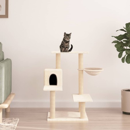 vidaXL Rascador para gatos con postes de sisal color crema 82,5 cm