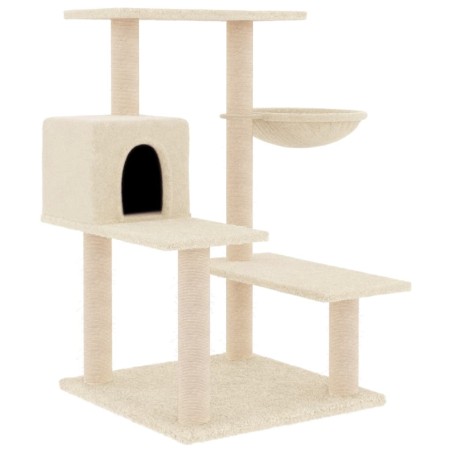 vidaXL Rascador para gatos con postes de sisal color crema 82,5 cm