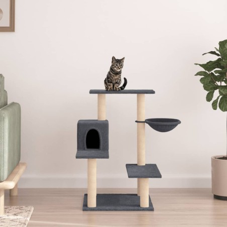 vidaXL Rascador para gatos con postes de sisal gris oscuro 82,5 cm