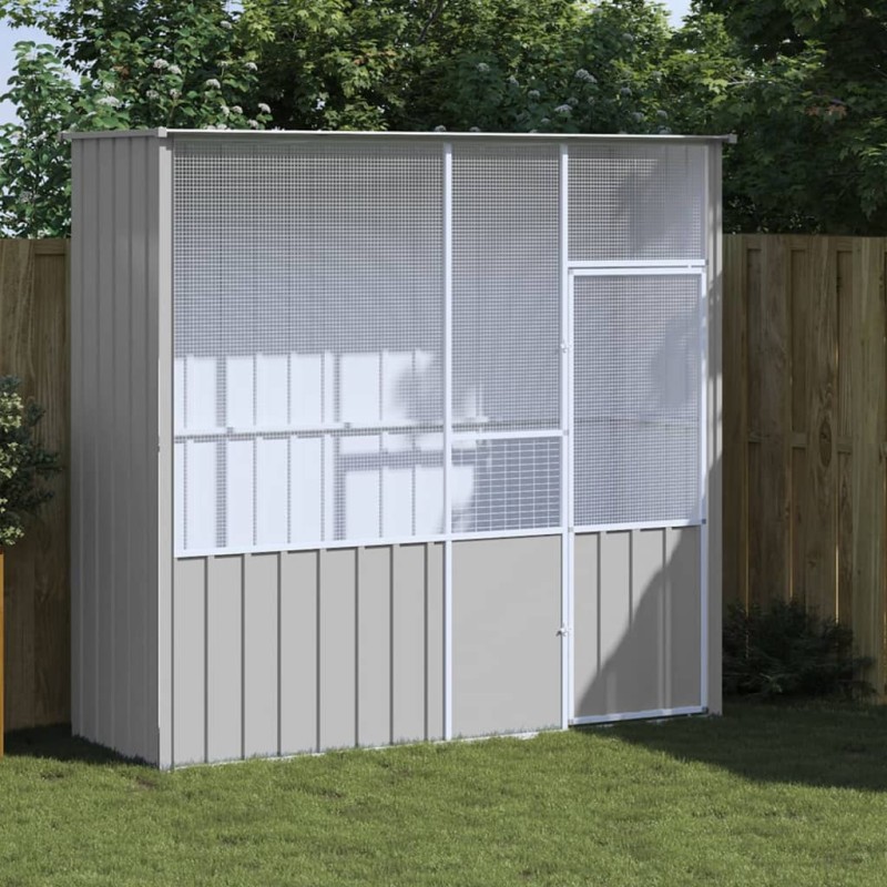 vidaXL Jaula de pájaros acero galvanizado gris 215x78x200 cm vidaXL Jaula de pájaros acero galvanizado gris 215x78x200 cm