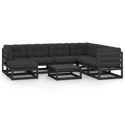vidaXL Muebles de jardín 8 pzas y cojines madera maciza pino