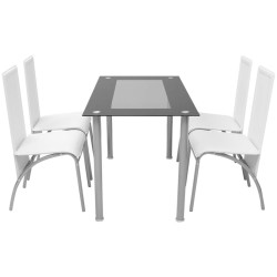 vidaXL Conjunto de Comedor Cuero Artificial de Cinco Piezas de Color Blanco
