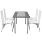 vidaXL Conjunto de Comedor Cuero Artificial de Cinco Piezas de Color Blanco vidaXL Conjunto de Comedor Cuero Artificial de Cinco Piezas de Color Blanco