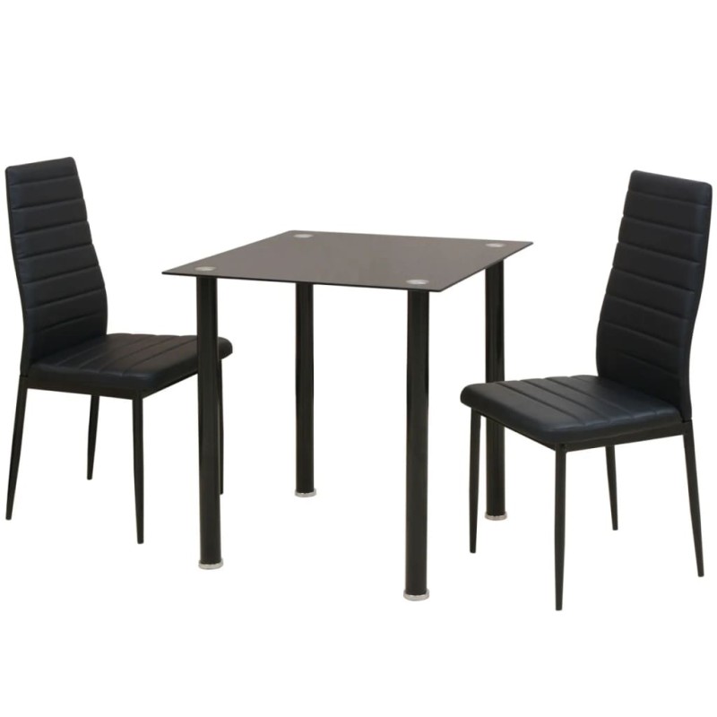 vidaXL Conjunto de mesas y sillas de comedor de tres piezas negro vidaXL Conjunto de mesas y sillas de comedor de tres piezas negro