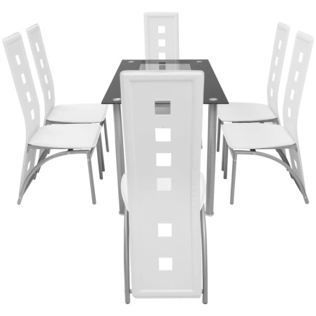 vidaXL Conjunto de comedor de siete piezas blanco