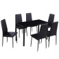 vidaXL Conjunto de mesa de comedor siete piezas negro vidaXL Conjunto de mesa de comedor siete piezas negro