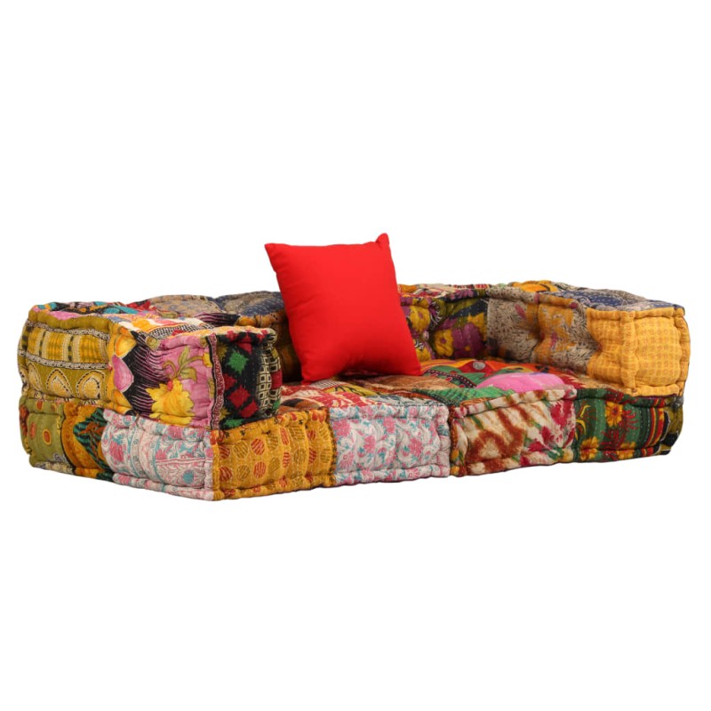vidaXL Puf modular de 2 plazas de tela patchwork vidaXL Puf modular de 2 plazas de tela patchwork