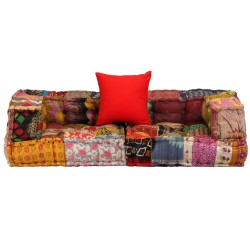 vidaXL Puf modular de 2 plazas de tela patchwork