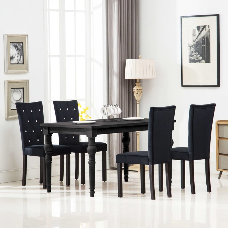 vidaXL Sillas de comedor 4 unidades terciopelo negro vidaXL Sillas de comedor 4 unidades terciopelo negro