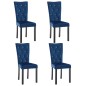 vidaXL Sillas de comedor 4 unidades terciopelo azul oscuro vidaXL Sillas de comedor 4 unidades terciopelo azul oscuro