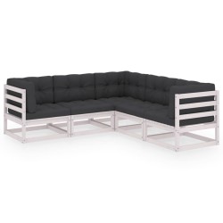 vidaXL Juego de muebles de jardín 5 pzas y cojines madera maciza pino