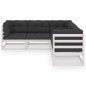 vidaXL Juego de muebles de jardín 5 pzas y cojines madera maciza pino vidaXL Juego de muebles de jardín 5 pzas y cojines madera maciza pino