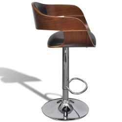 vidaXL Taburetes de cocina 2 unidades madera curvada cuero sintético  