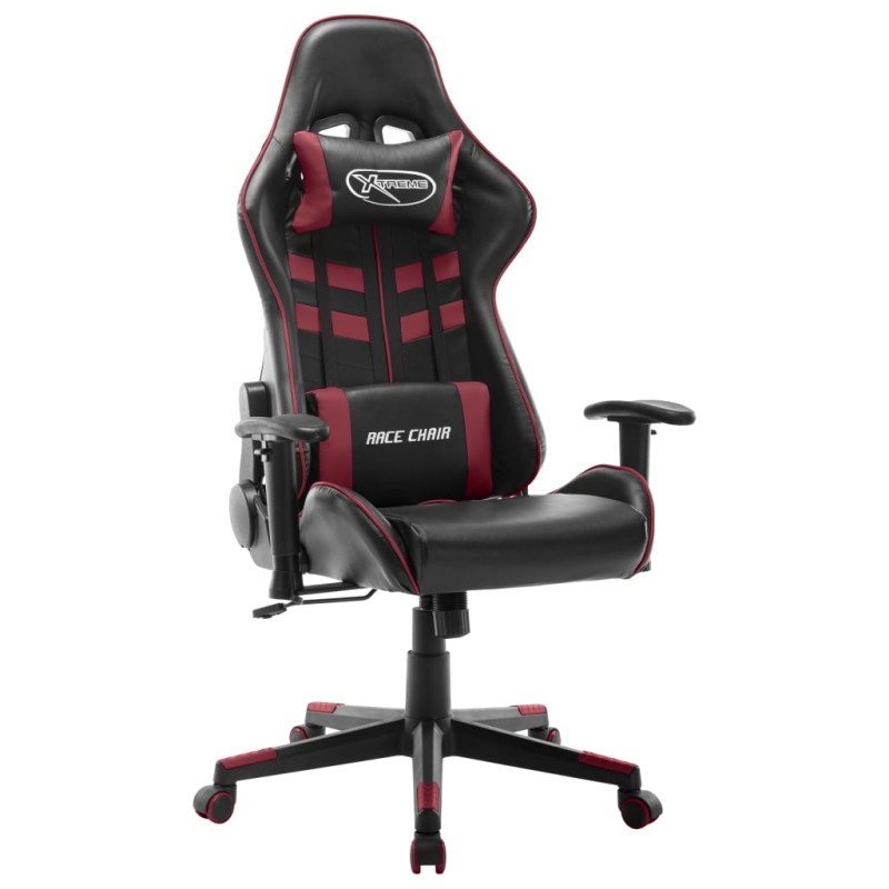 vidaXL Silla de gaming de cuero sintético negro y rojo tinto vidaXL Silla de gaming de cuero sintético negro y rojo tinto