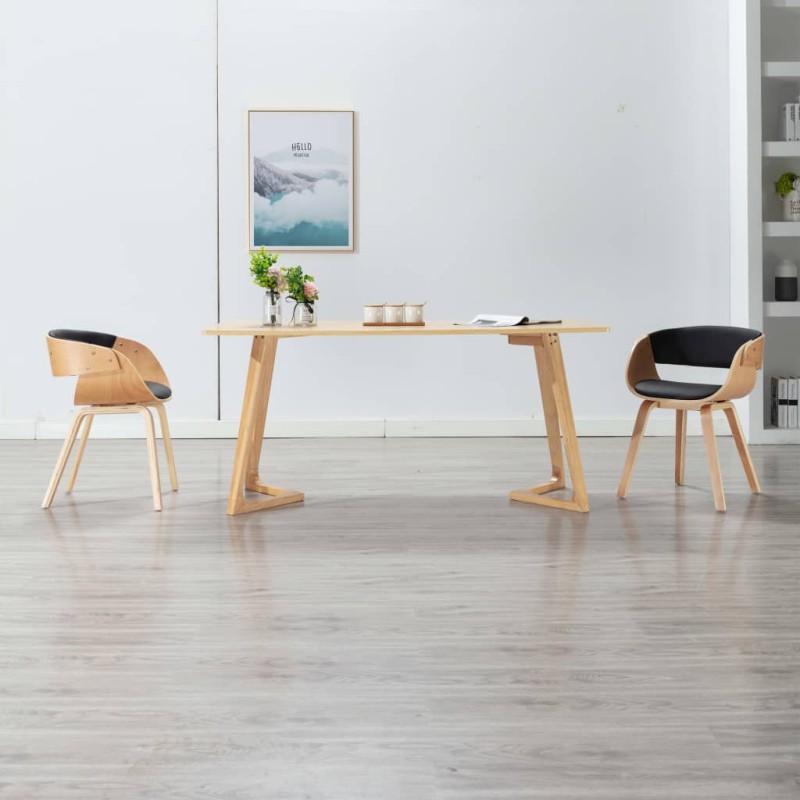 vidaXL Silla de comedor de madera curvada y cuero sintético negro vidaXL Silla de comedor de madera curvada y cuero sintético negro