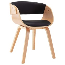 vidaXL Silla de comedor de madera curvada y cuero sintético negro