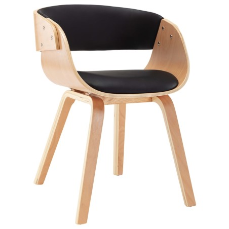 vidaXL Silla de comedor de madera curvada y cuero sintético negro