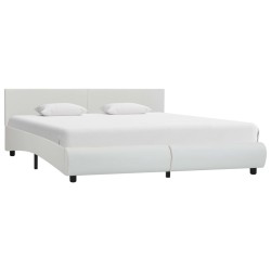 vidaXL Estructura de cama de cuero sintético blanco 180x200 cm