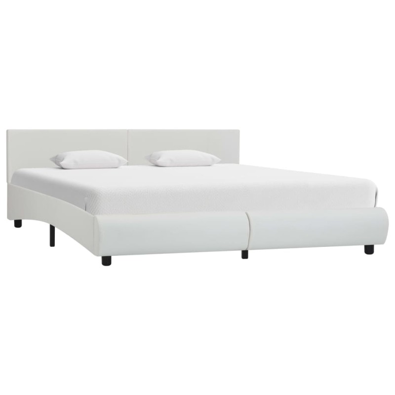 vidaXL Estructura de cama de cuero sintético blanco 180x200 cm vidaXL Estructura de cama de cuero sintético blanco 180x200 cm