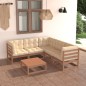 vidaXL Juego de muebles de jardín 6 pzas y cojines madera maciza pino vidaXL Juego de muebles de jardín 6 pzas y cojines madera maciza pino