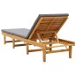 vidaXL Tumbona plegable con cojín madera maciza de acacia vidaXL Tumbona plegable con cojín madera maciza de acacia