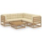 vidaXL Juego de muebles de jardín 6 pzas y cojines madera maciza pino vidaXL Juego de muebles de jardín 6 pzas y cojines madera maciza pino