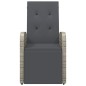 vidaXL Sillón reclinable de jardín con cojín ratán sintético gris vidaXL Sillón reclinable de jardín con cojín ratán sintético gris