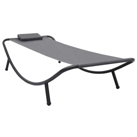 vidaXL Tumbona de acero gris 200x90 cm