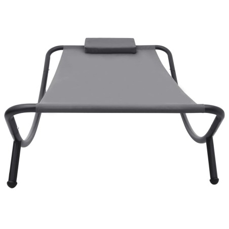 vidaXL Tumbona de acero gris 200x90 cm