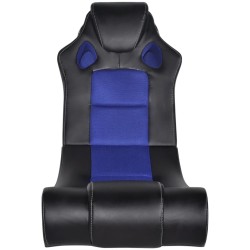 vidaXL Mecedora con música de cuero sintético negro y azul