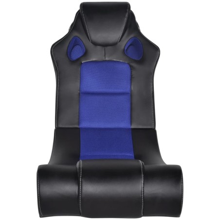 vidaXL Mecedora con música de cuero sintético negro y azul