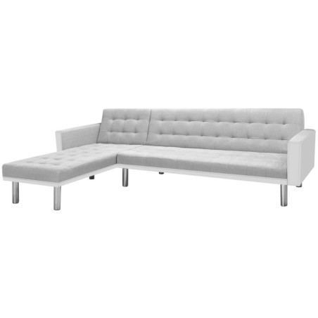 vidaXL Sofá cama de esquina tela blanco y gris 218x155x69 cm