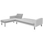 vidaXL Sofá cama de esquina tela blanco y gris 218x155x69 cm vidaXL Sofá cama de esquina tela blanco y gris 218x155x69 cm