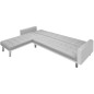 vidaXL Sofá cama de esquina tela blanco y gris 218x155x69 cm vidaXL Sofá cama de esquina tela blanco y gris 218x155x69 cm