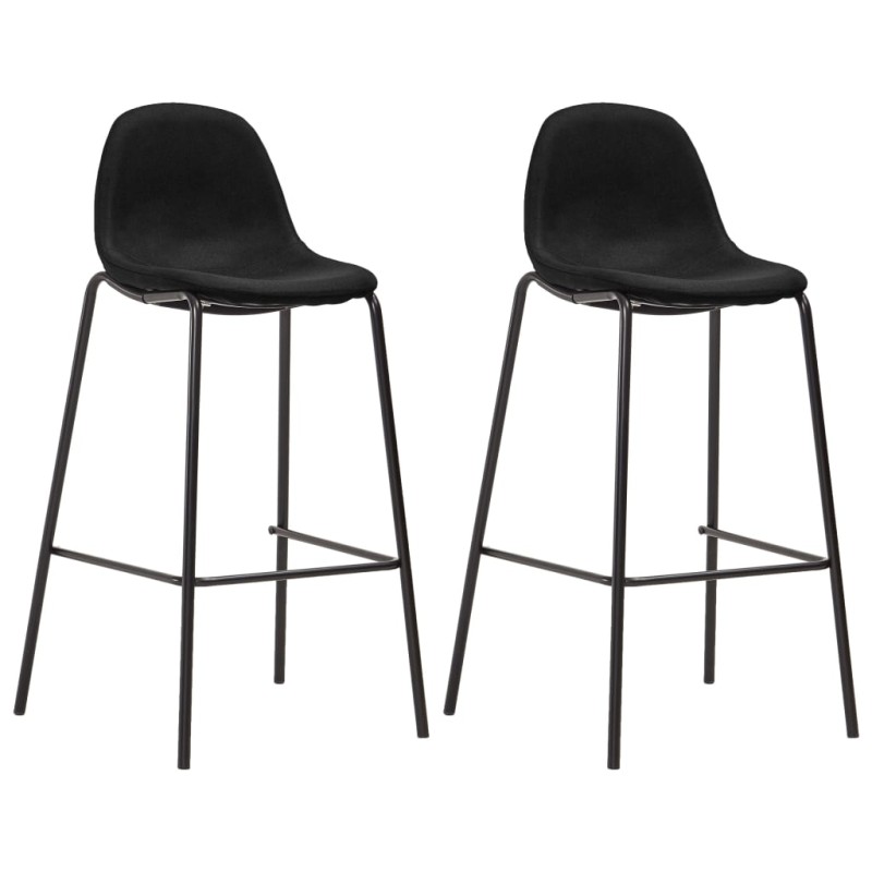 vidaXL Taburetes de cocina 2 unidades tela negro vidaXL Taburetes de cocina 2 unidades tela negro