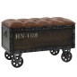 vidaXL Banco de almacenaje madera maciza cuero sintético 80,5x41x50cm vidaXL Banco de almacenaje madera maciza cuero sintético 80,5x41x50cm