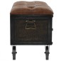 vidaXL Banco de almacenaje madera maciza cuero sintético 80,5x41x50cm vidaXL Banco de almacenaje madera maciza cuero sintético 80,5x41x50cm