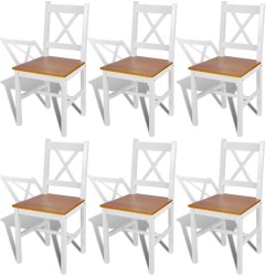 vidaXL Sillas de comedor 6 unidades madera de pino blancas