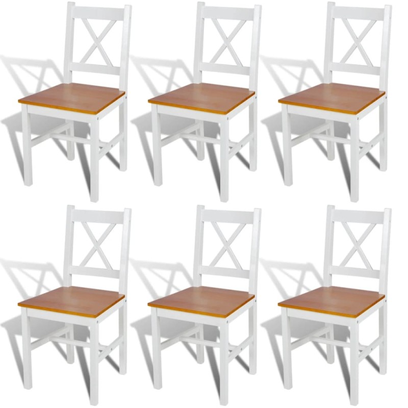 vidaXL Sillas de comedor 6 unidades madera de pino blancas vidaXL Sillas de comedor 6 unidades madera de pino blancas