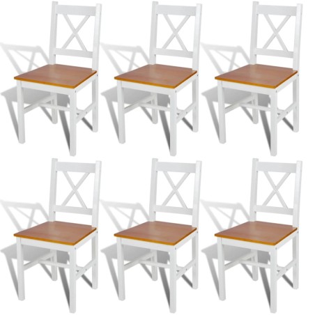 vidaXL Sillas de comedor 6 unidades madera de pino blancas