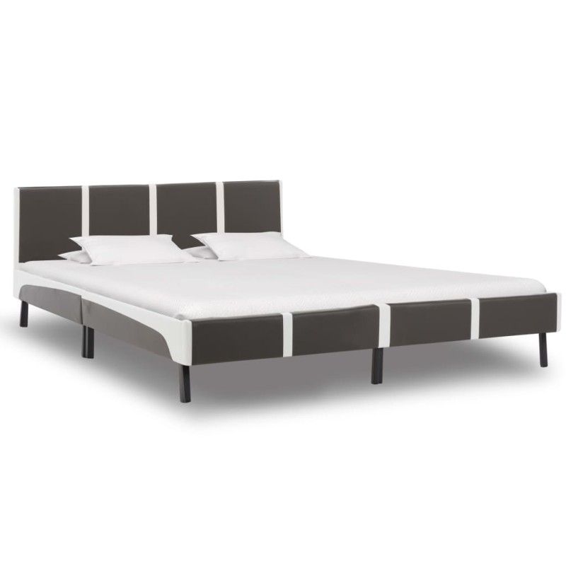 vidaXL Estructura de cama cuero sintético gris y blanco 180x200 cm vidaXL Estructura de cama cuero sintético gris y blanco 180x200 cm