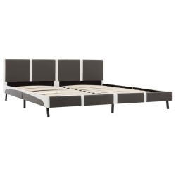 vidaXL Estructura de cama cuero sintético gris y blanco 180x200 cm