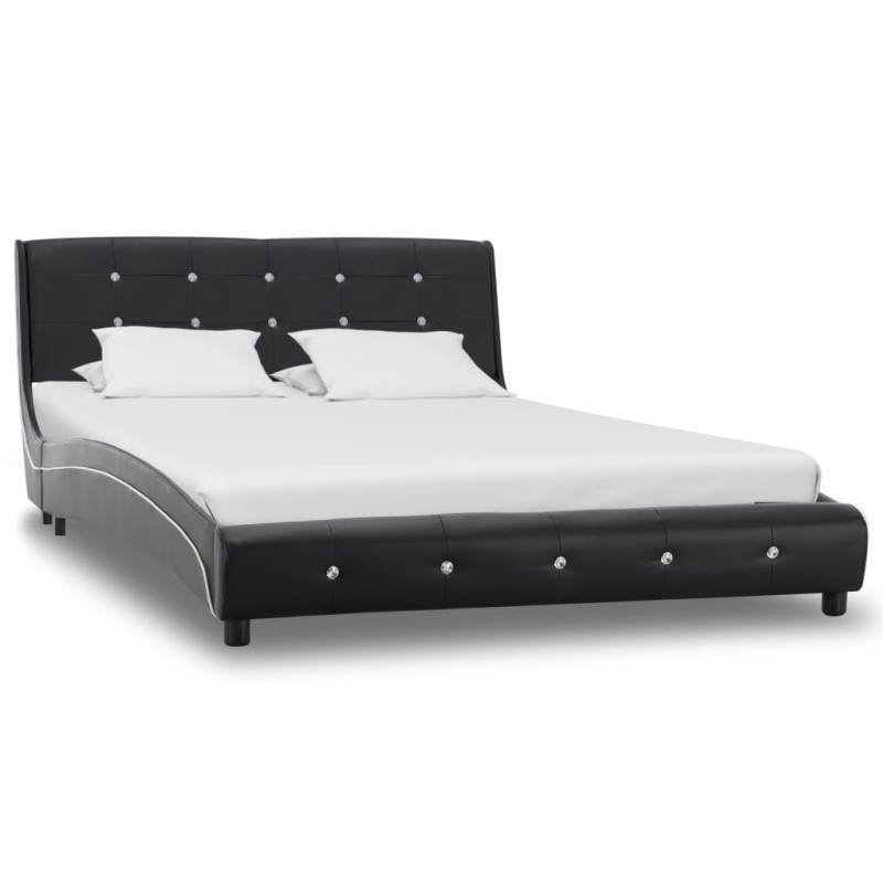 vidaXL Estructura de cama de cuero sintético negro 120x200 cm