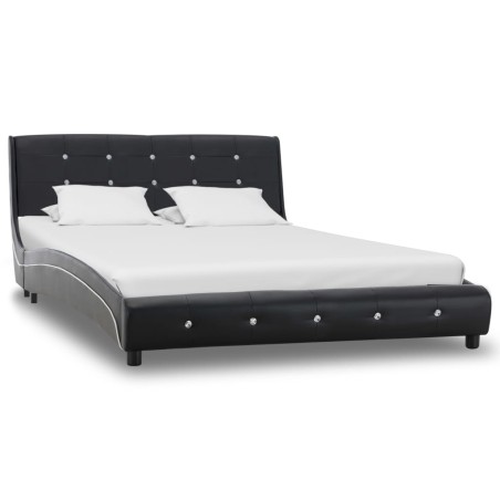 vidaXL Estructura de cama de cuero sintético negro 120x200 cm