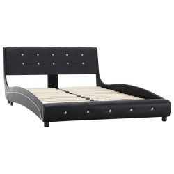 vidaXL Estructura de cama de cuero sintético negro 120x200 cm