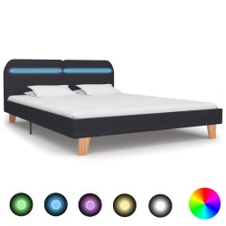 vidaXL Estructura de cama con LED tela gris oscuro 180x200 cm