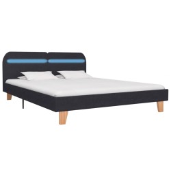 vidaXL Estructura de cama con LED tela gris oscuro 180x200 cm