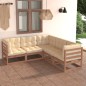 vidaXL Juego de muebles de jardín 5 pzas y cojines madera maciza pino vidaXL Juego de muebles de jardín 5 pzas y cojines madera maciza pino