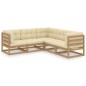 vidaXL Juego de muebles de jardín 5 pzas y cojines madera maciza pino vidaXL Juego de muebles de jardín 5 pzas y cojines madera maciza pino
