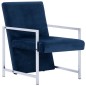 vidaXL Sillón con patas cromadas de terciopelo azul vidaXL Sillón con patas cromadas de terciopelo azul